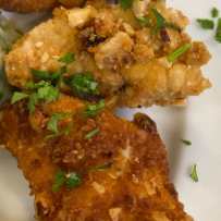 Poulet pané aux noisettes et mayonnaise acidulée