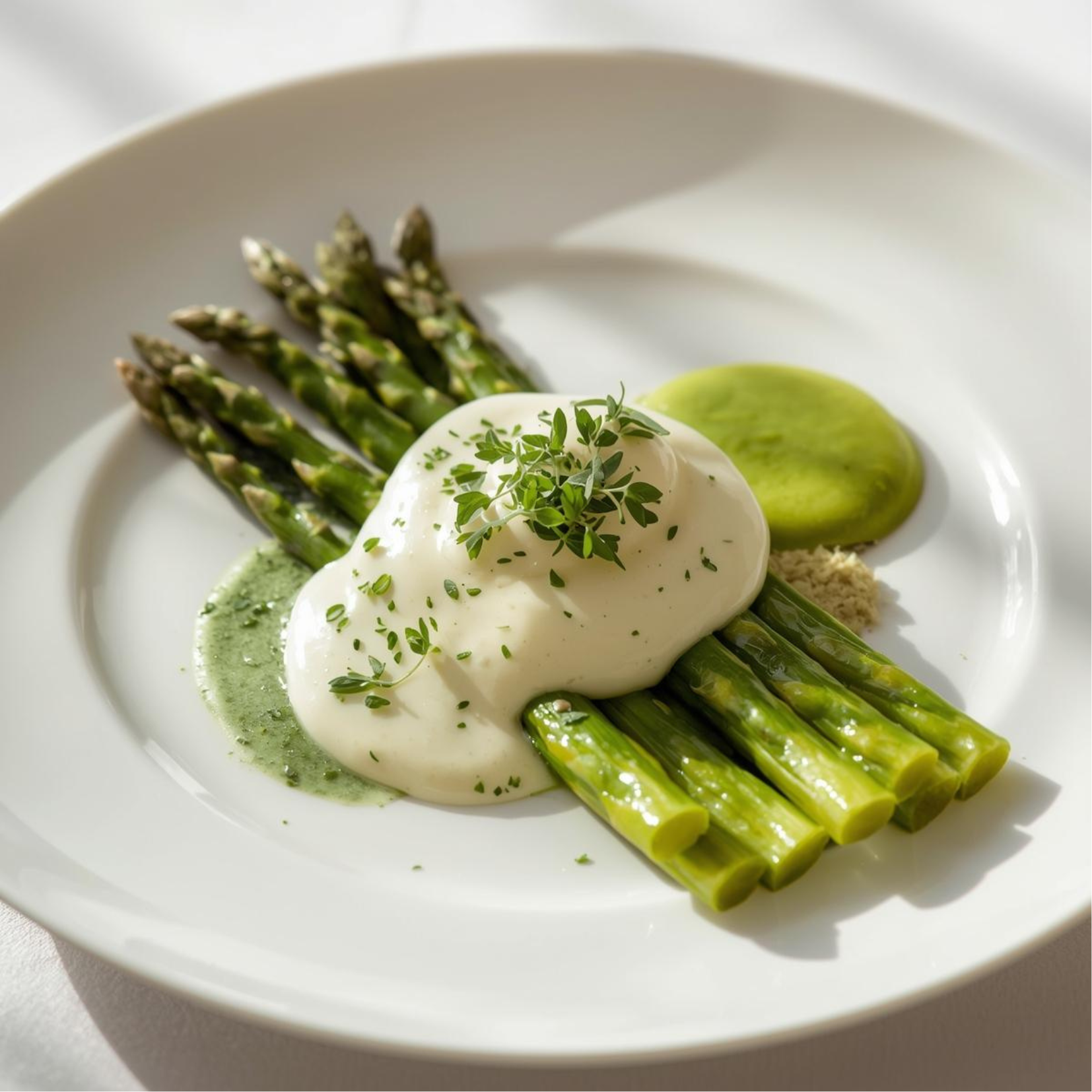 Asperges sauce mousseline aux herbes