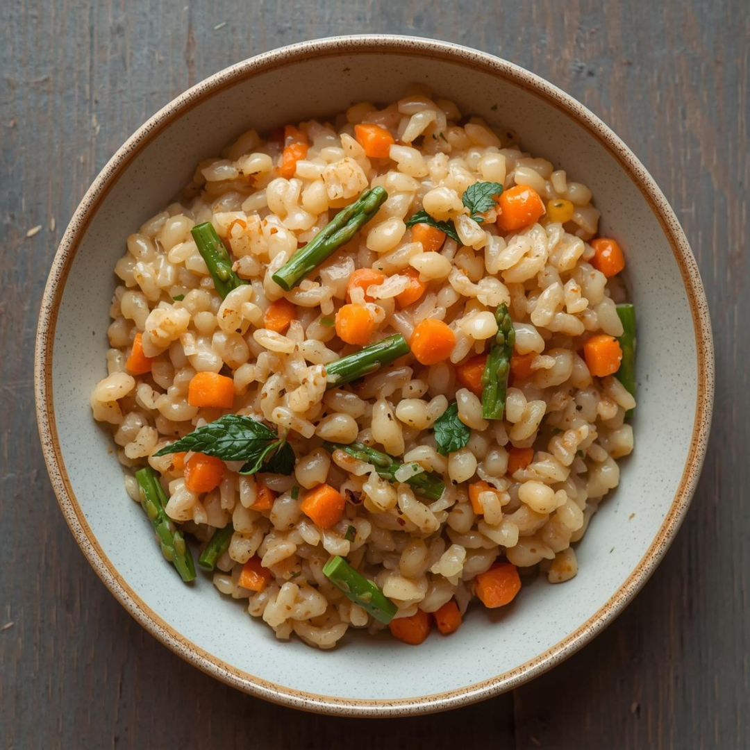 Risotto perle de blé et petits légumes