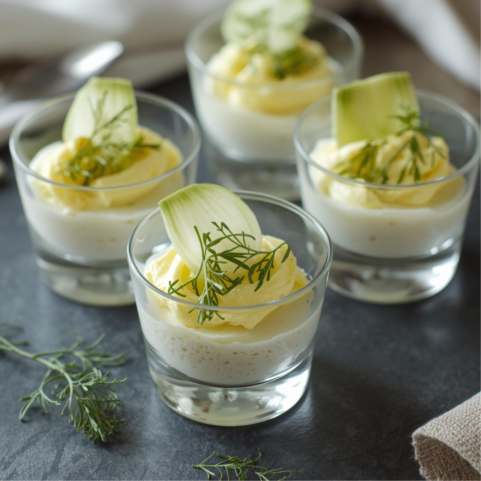 Verrines fenouil & chèvre frais