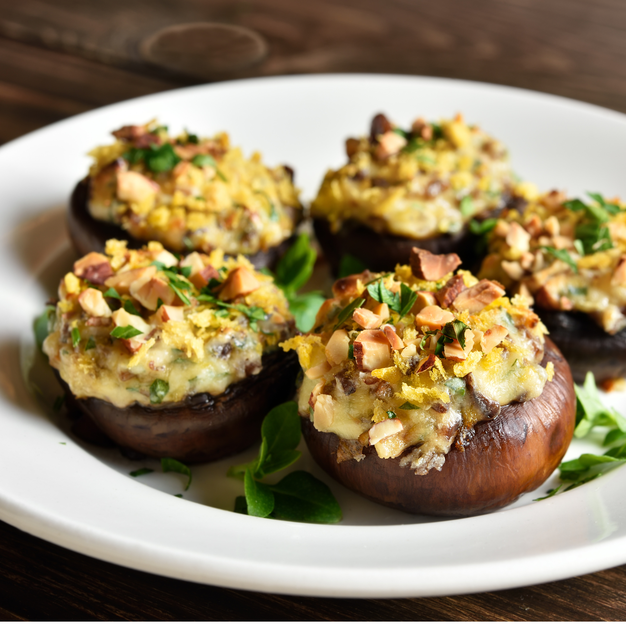 Champignons farcis chèvre et noix